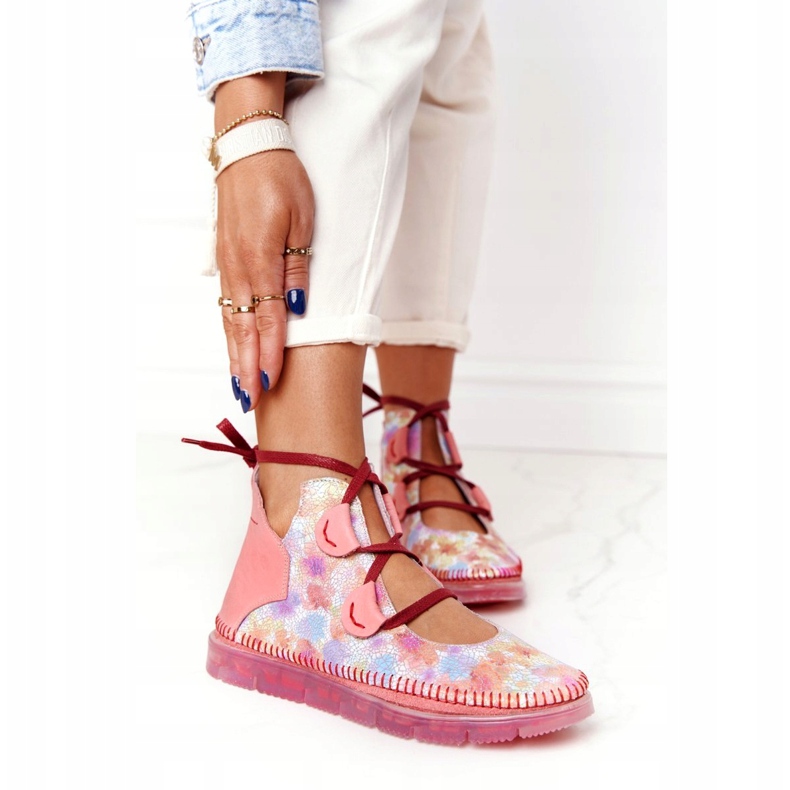 Botas de couro femininas Maciejka Pink 04457-15 azul laranja rosa verde amarelo 1