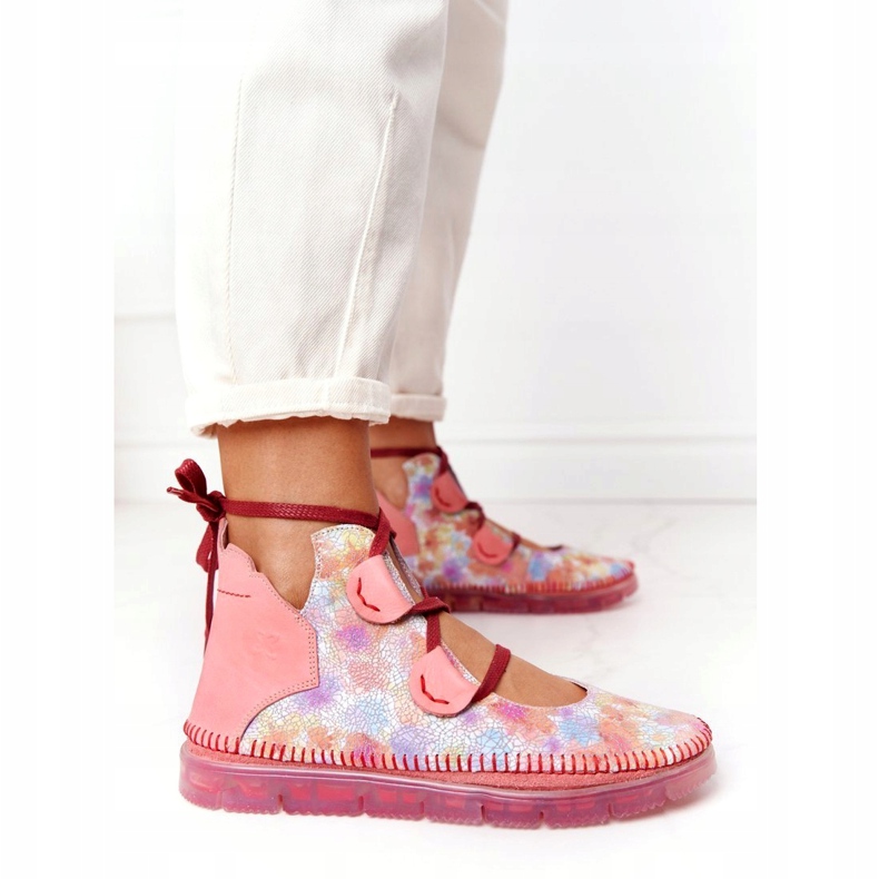 Botas de couro femininas Maciejka Pink 04457-15 azul laranja rosa verde amarelo 2