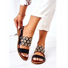 Lewski Shoes Sandálias de couro perfurado sapatos Lewski 3042 preto 2