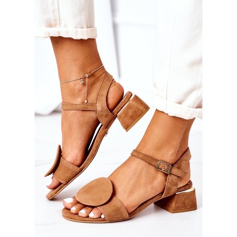 Sandálias de salto alto camurça Maciejka 5198A-29 vermelho castanho 2