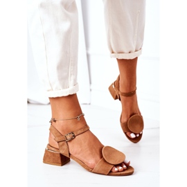 Sandálias de salto alto camurça Maciejka 5198A-29 vermelho castanho 1