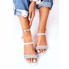 LU BOO Sandálias de borracha com brilho na hora da praia branco 1