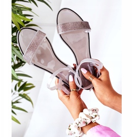 LU BOO Sandálias de borracha com brilho cinza, hora da praia prata 2