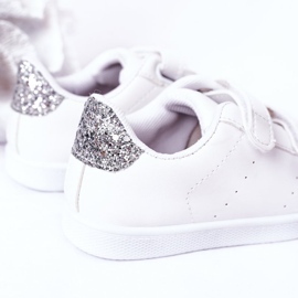 Tênis infantil com velcro branco e prata linda garota 1