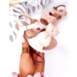 FR1 Sandálias infantis com laço rosa Abbie 3