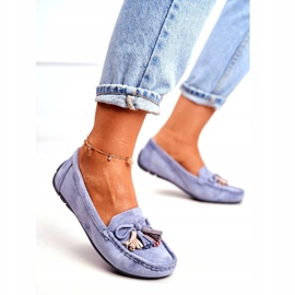 Evento Mocassim feminino camurça 20PB35-2003 azul Donna Mia 3