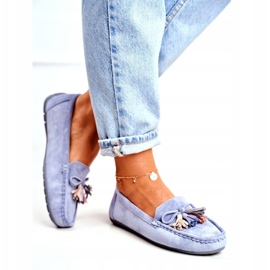 Evento Mocassim feminino camurça 20PB35-2003 azul Donna Mia 5