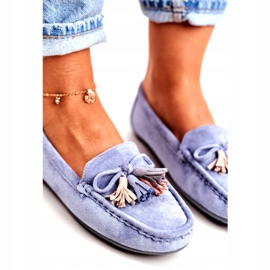 Evento Mocassim feminino camurça 20PB35-2003 azul Donna Mia 6