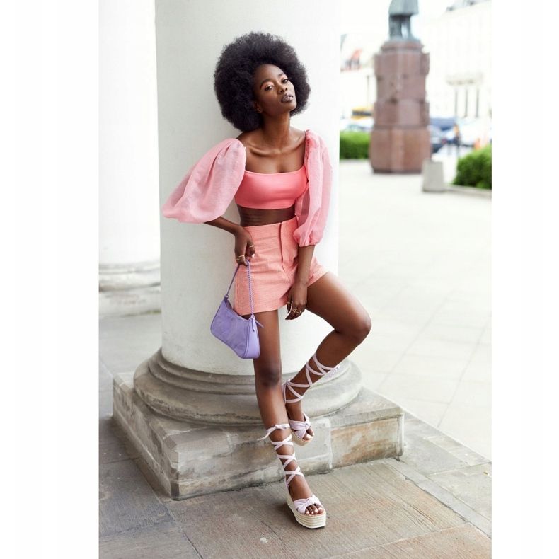 PS1 Sandálias amarradas em plataforma trançada Violet La Palma bege roxo 1