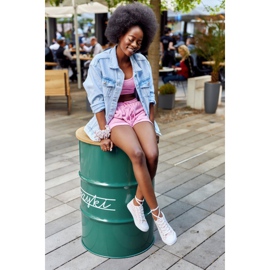 PS1 Tênis feminino logado branco-rosa dia de folga 1