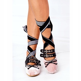 Tied Velour Ballerinas Lu Boo Pink rosa 2