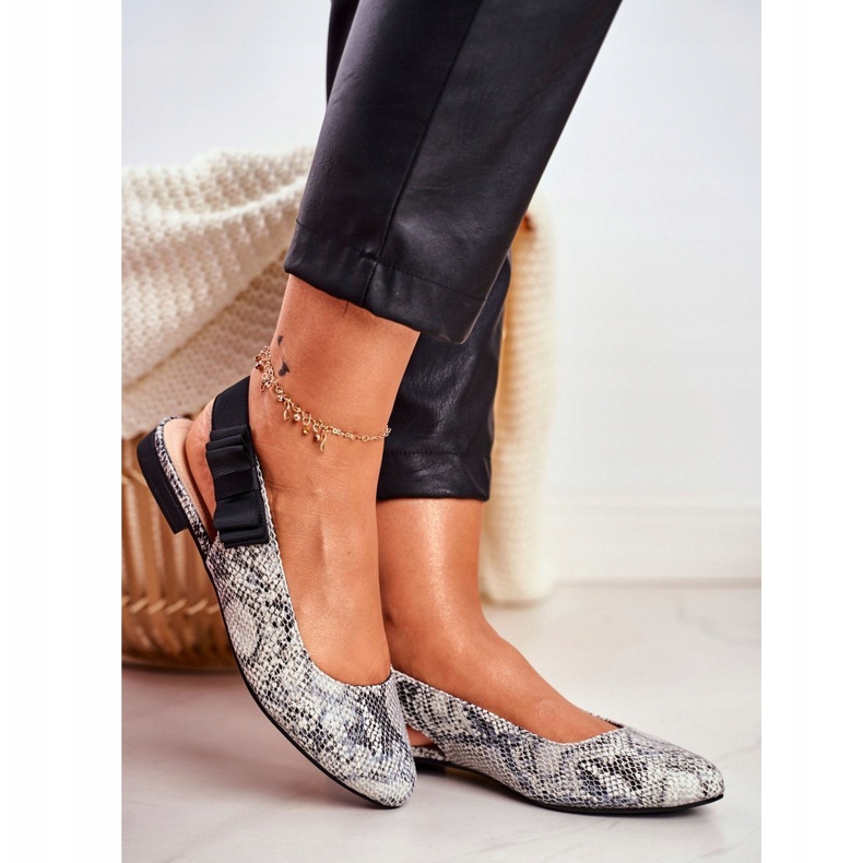 Bailarinas femininas Sergio Leone Grey Snake BL615 Lilon bege preto cinza 1