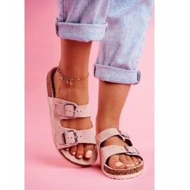 EVE Chinelos femininos em cortiça com fechos rosa Si Senor 4