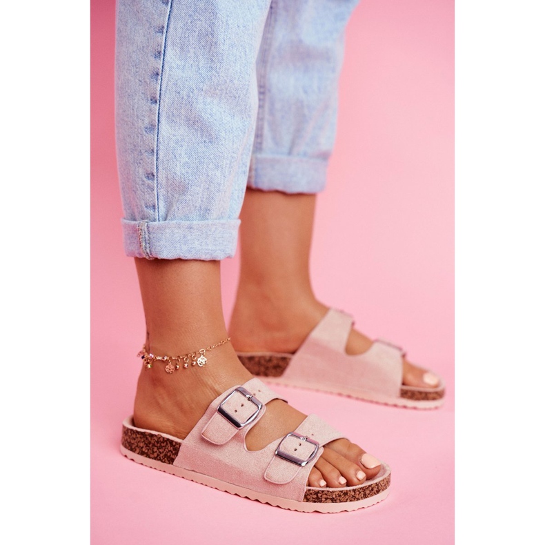 EVE Chinelos femininos em cortiça com fechos rosa Si Senor 3