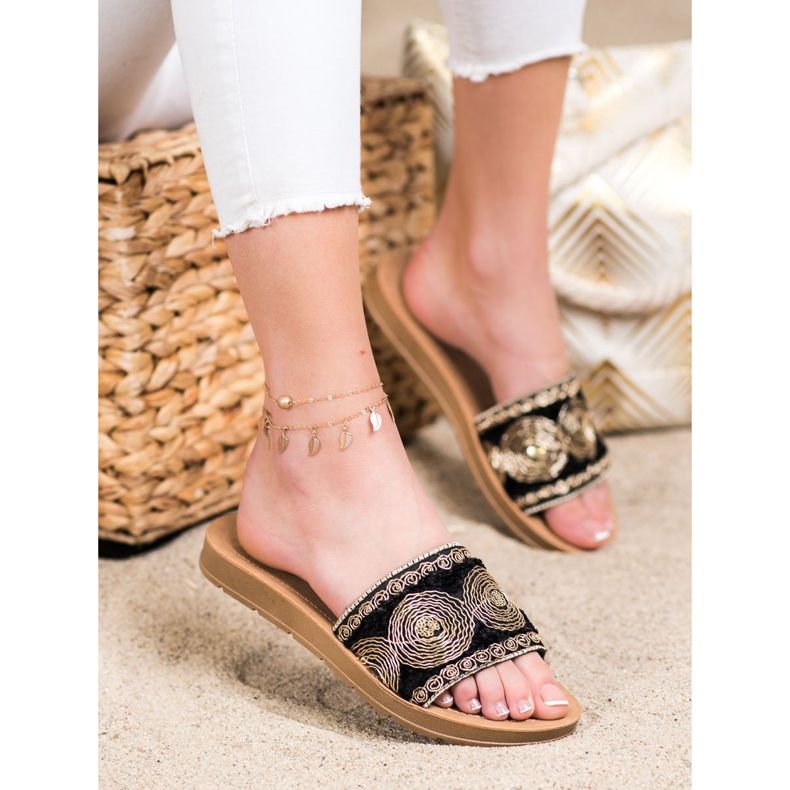 Bona Chinelos elegantes preto 1