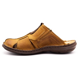 Polbut Chinelos masculinos de couro 312 vermelho multicolorido laranja 1