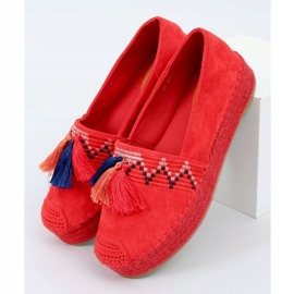 Alpercatas vermelhas 1735 com franjas vermelhas vermelho 1