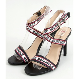 Sandálias pretas em salto alto LL-170P Preto branco 1