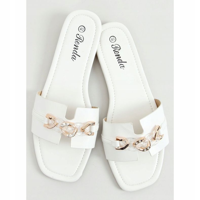 Chinelos com corrente decorativa branca 35-230 Branco 1