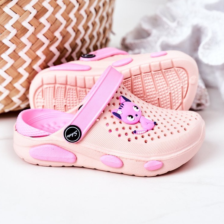 Chinelos rosa infantil Pink Crocs Olivia 1
