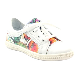 Sapatos de menina flores Bartek 15524 branco tolet laranja verde 1