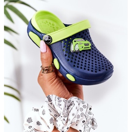 Chinelos de espuma infantil Kroks Navy Blue-Green Oliver azul verde 1