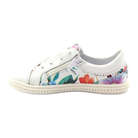 Sapatos de menina flores Bartek 15524 branco tolet laranja verde 2