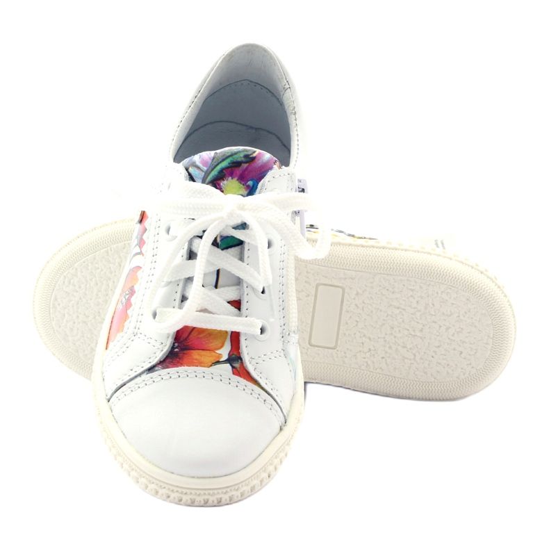 Sapatos de menina flores Bartek 15524 branco roxo laranja verde 3