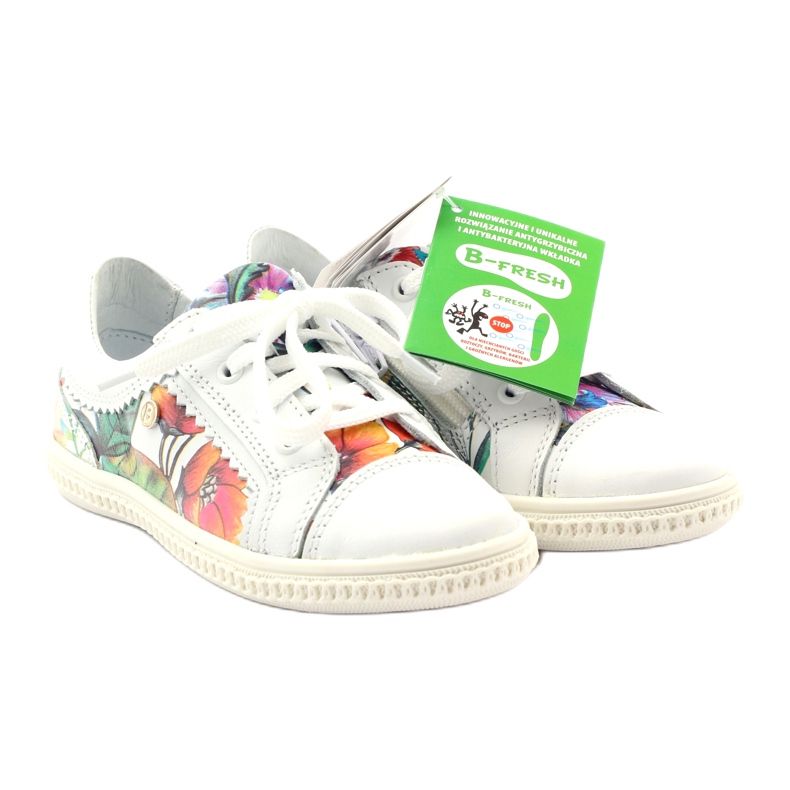 Sapatos de menina flores Bartek 15524 branco tolet laranja verde 4