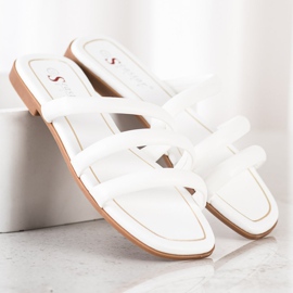 Seastar Chinelos de couro ecológico com alças branco 2