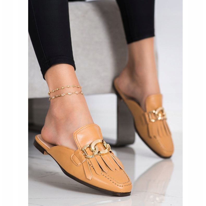 Seastar Chinelos elegantes com enfeite marrom 1