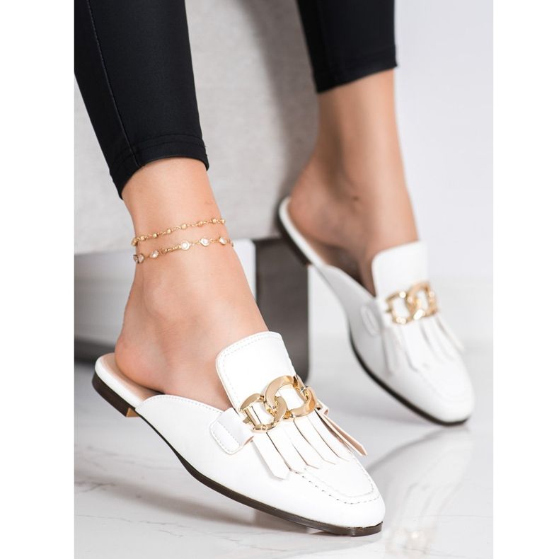 Seastar Chinelos elegantes com enfeite branco 1