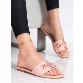 Renda Chinelos Elegantes Com Ornamento rosa 1