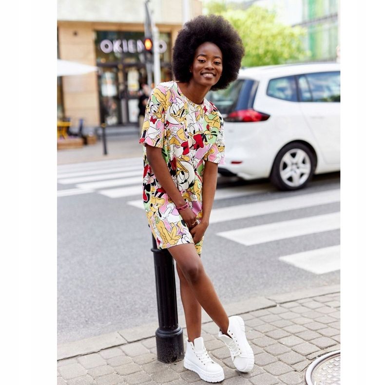 Tênis alto feminino em plataforma branca de Manhattan branco 2