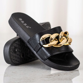 SHELOVET Chinelos Pretos Com Ornamento 1