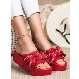SHELOVET Chinelos da moda com laço vermelho 2