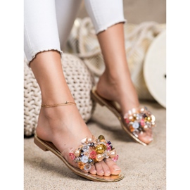 Sabatina Chinelos transparentes com enfeites dourado 1