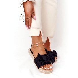 MSMG Chinelos Andrea Preta De Borracha Com Laço preto 1