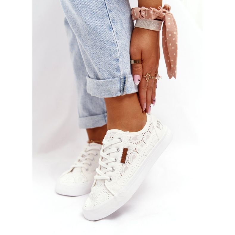 Tênis feminino de renda Big Star W274925 branco 3