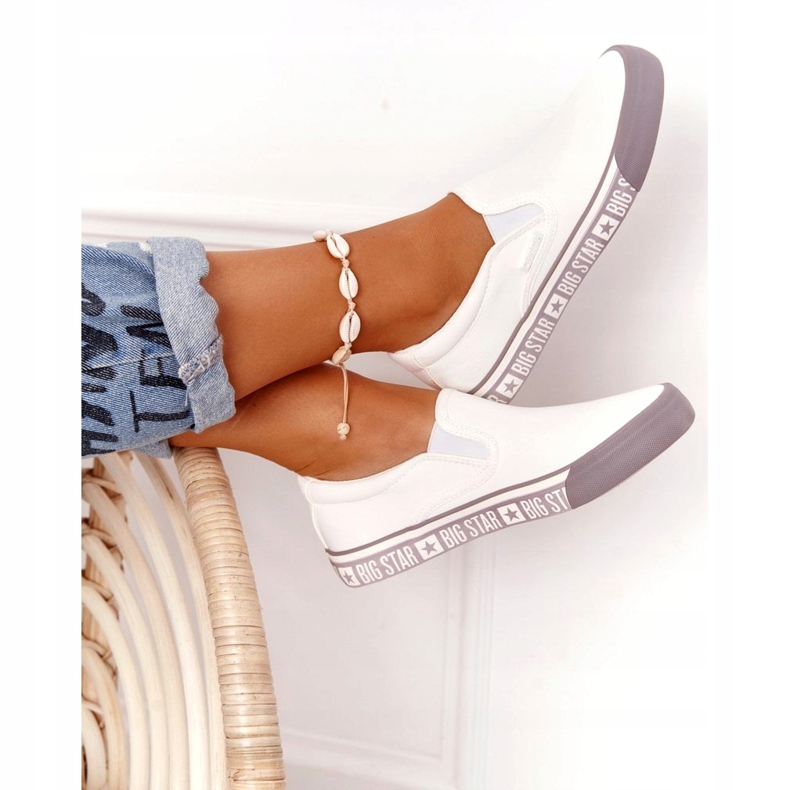 Tênis feminino slip-on Big Star HH274007 branco 1