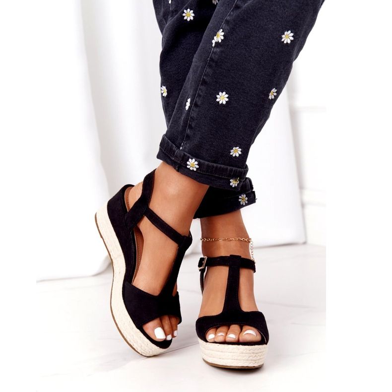 PG1 Sandálias de cunha Graciosa Pretas 9R93 Pretas preto 2