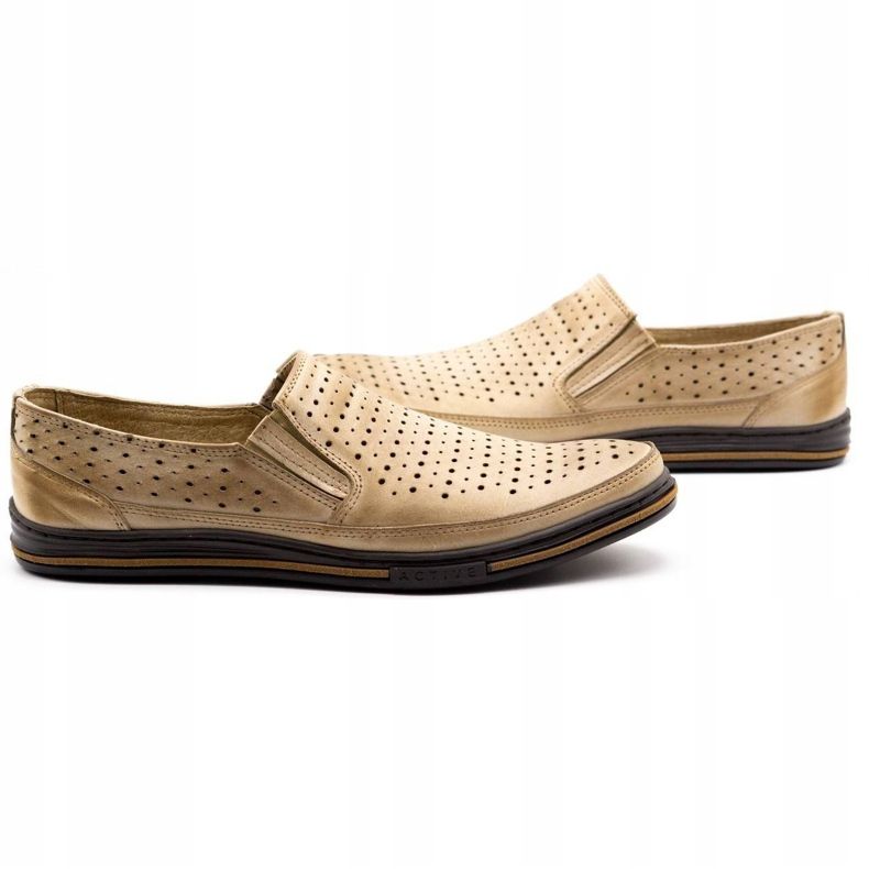 Polbut Sapatos masculinos com aberturas 2107P, bege 4 Polbut Sapatos masculinos com aberturas 2107P, bege 4