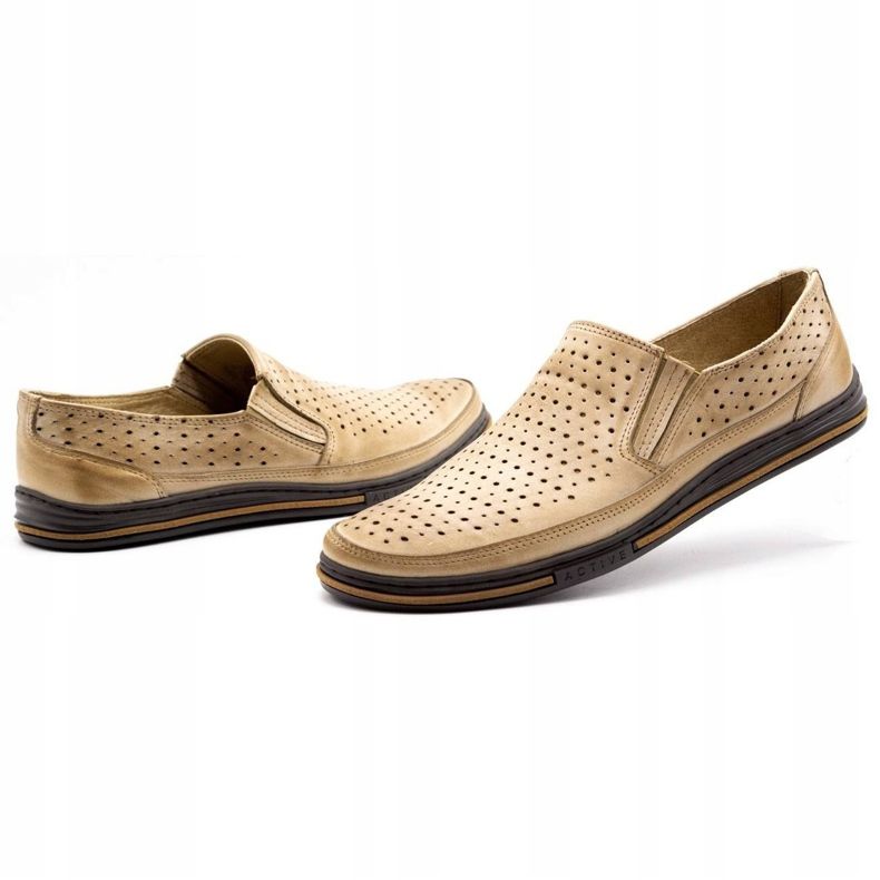 Polbut Sapatos masculinos com aberturas 2107P, bege 5