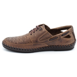 Polbut Mocassins perfurados masculinos J69L marrom castanho 5