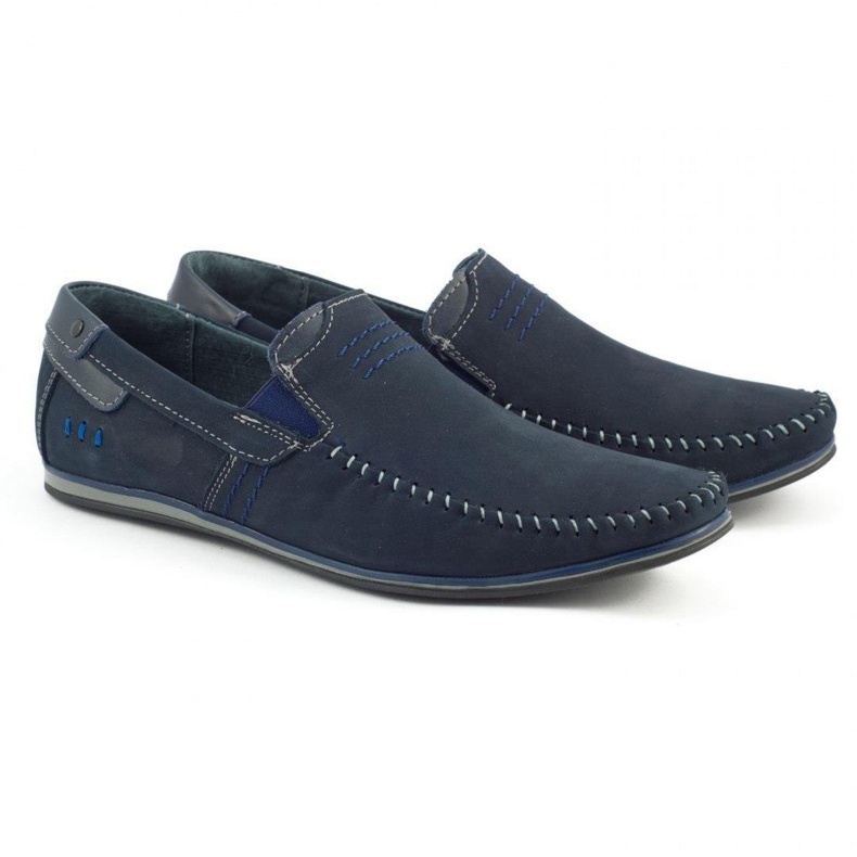 KOMODO Mocassins de couro masculino 876 azul marinho azul-marinho 2