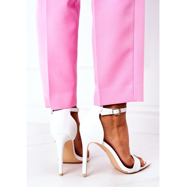 Sandálias elegantes com salto alto Lu Boo White branco 2 Sandálias elegantes com salto alto Lu Boo White branco 2