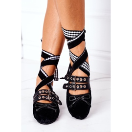 Tied Velour Lu Boo Black Ballerinas preto 1