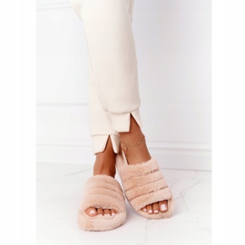 PS1 Chinelos de pele em plataforma de floco de neve bege 2