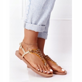 Chinelos de sandálias com pedras Lu Boo Golden dourado 2