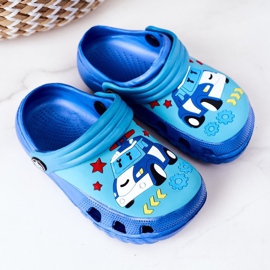 Chinelos de espuma infantil Crocs Blue Turquoise Oscar azul 2